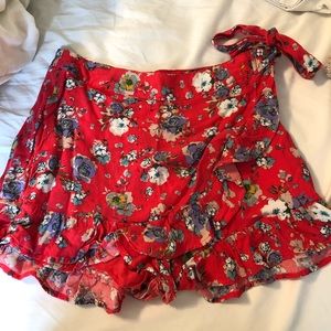 Free People pink floral skort